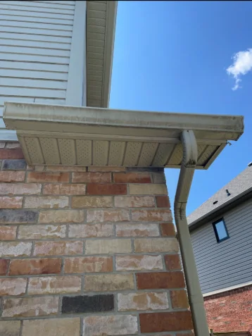 Exterior gutter face before cleaning